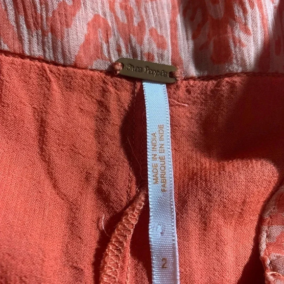 Free People Chiffon Ruffle Skirt Orange and Blue Size 2 - Picture 2 of 7